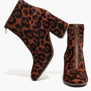 New - Madewell Amalia Leopard Calf Hair Zip Boot 6